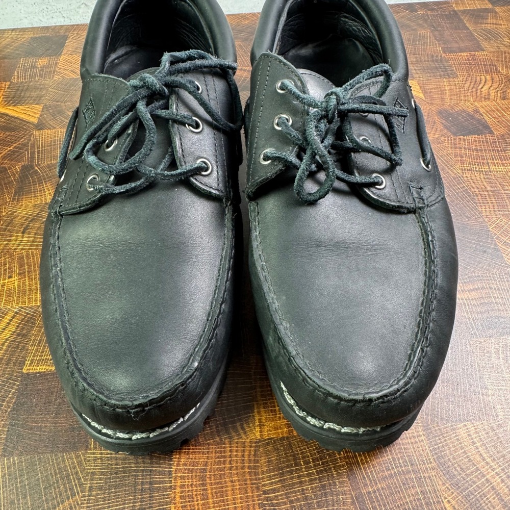 Timberland 3-Eye Classic Lug Shoes Custom Black Leather Mens 12 W KHH Monogram‎